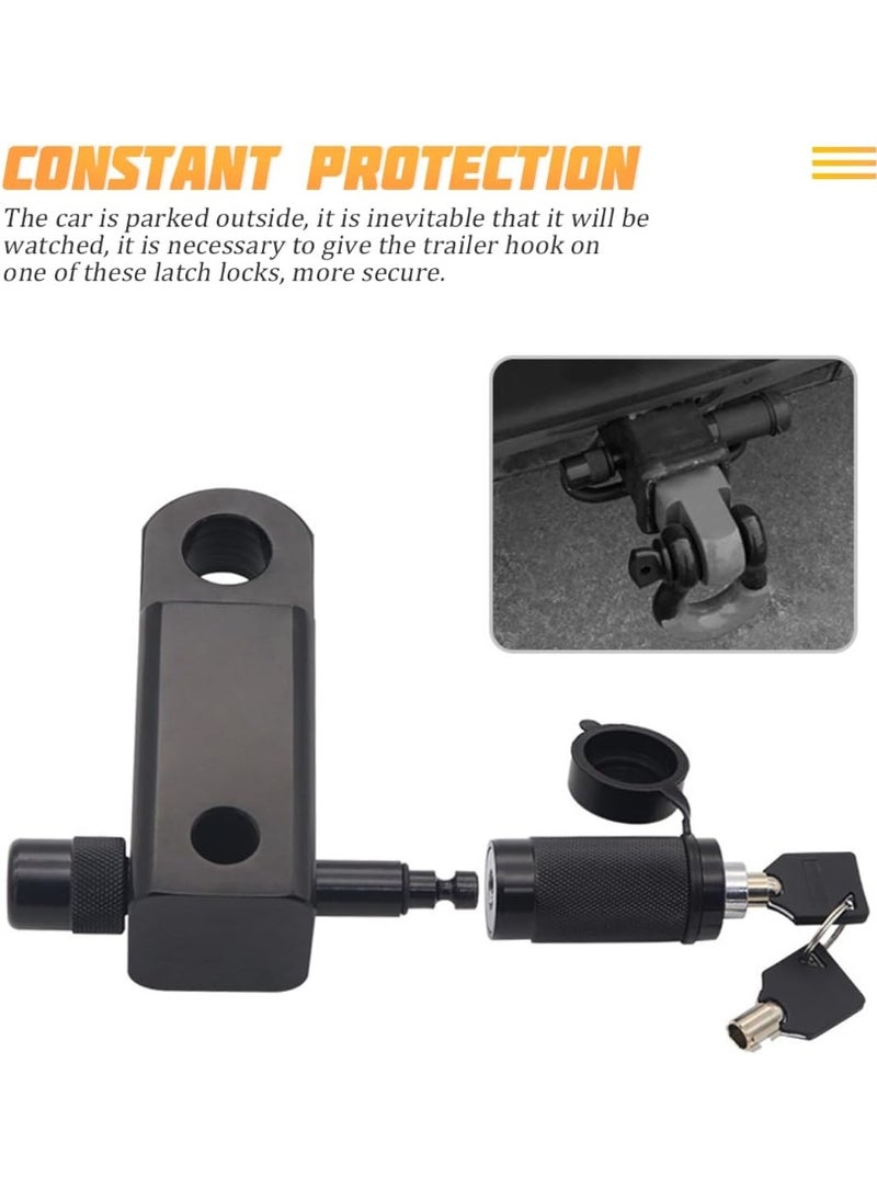 قفل قضيب ربط المقطورة، مسمار قفل جهاز استقبال قضيب ربط المقطورة، قفل قضيب ربط منع السرقة بغطاء مقاوم للماء ومفاتيح، قفل قضيب ربط ملائم لزورق شاحنة الجر، ملحقات السيارة (أسود) - Image 3