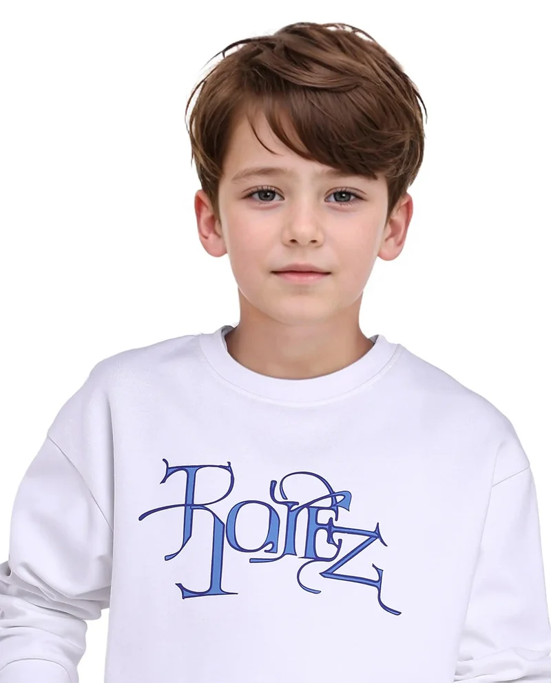 Rare Ones Rare Ones Kids Kiro White Cotton Full Sleeve Crew Neck HD Print Sweatshirt