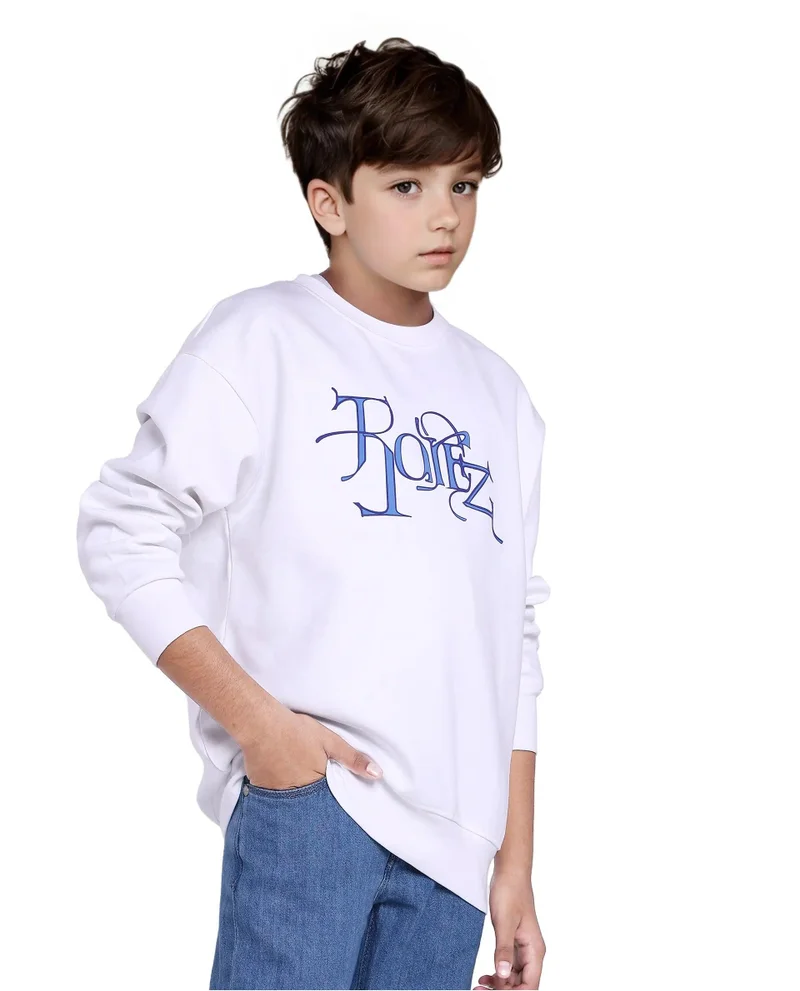 Rare Ones Rare Ones Kids Kiro White Cotton Full Sleeve Crew Neck HD Print Sweatshirt