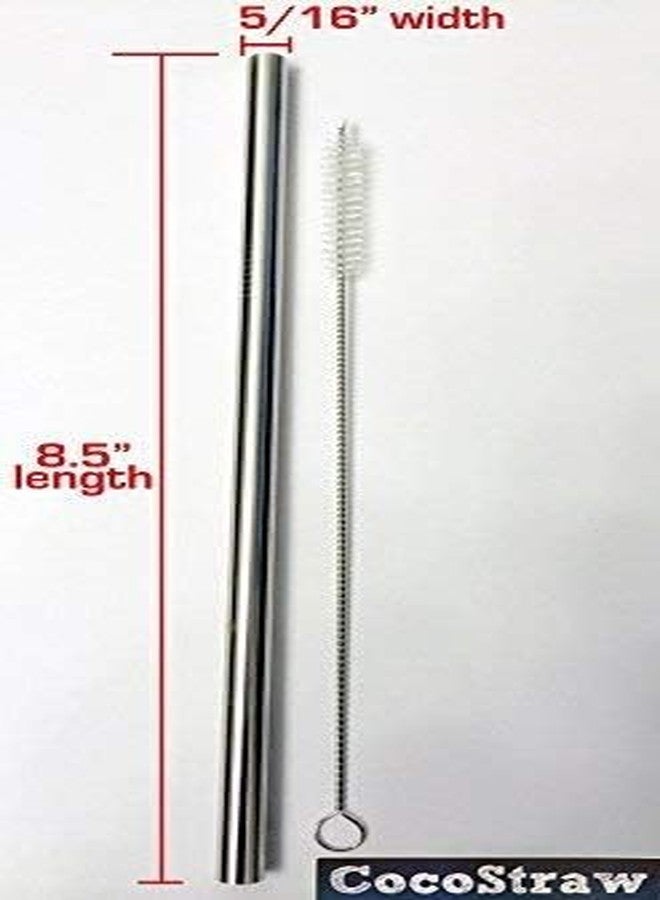 CocoStraw 4 Stainless Steel Wide Smoothie Straws + Cleaning Brush + Citrus Peeler - CocoStraw Large Straight Frozen Drink Straw - Image 4