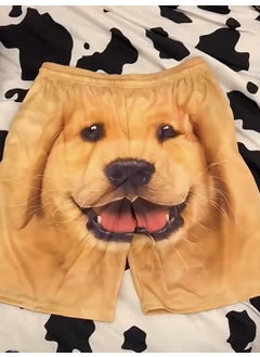 New 3D Printed Golden Retriever Head Mens Beach Shorts Picture color