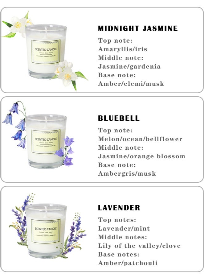 بداية مثالية مجموعة هدايا مكونة من 3 قطع من الشموع المعطرة في صندوق هدايا فاخر، مجموعة مكونة من 3 قطع من الشموع العلاجية بالروائح العطرية للمنزل، شموع الصويا الطبيعية، هدايا للذكرى السنوية، عيد الميلاد، عيد الأم، الحمام، المنتجع الصحي، التأمل - Image 3