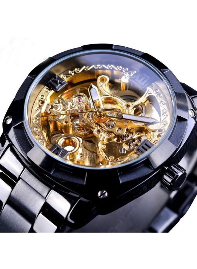 Generic New European And American Men's Fashion Retro Carved Hollow Luminous Waterproof Automatic Mechanical Watch 
