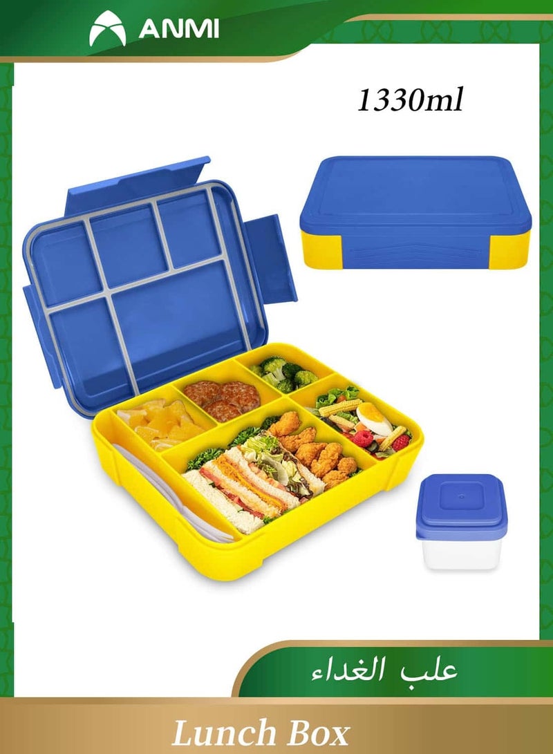 Anmi Leak-Proof Kids Bento Box with Compartments ,Lunch Box for School, Nursery & Trips (Royal Blue) - Image 1
