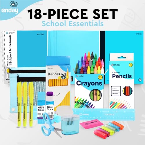 Enday Back to School Supplies for Kids, Blue School Supply Box Grades K-5, Premium Quality Kids School Supplies Kit, Kindergarten School Supplies for Girls and Boys, 78 Piece Set - Image 4