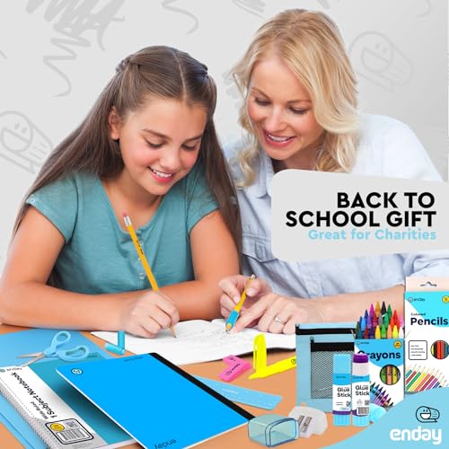 Enday Back to School Supplies for Kids, Blue School Supply Box Grades K-5, Premium Quality Kids School Supplies Kit, Kindergarten School Supplies for Girls and Boys, 78 Piece Set - Image 3