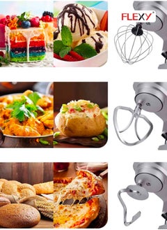 Flexy Stand Mixer 4.8L 1000W 6 Speed Pulse Function 3 Aluminum Whisks Stainless Steel Bowl Lid Splash Guard  - Image 4