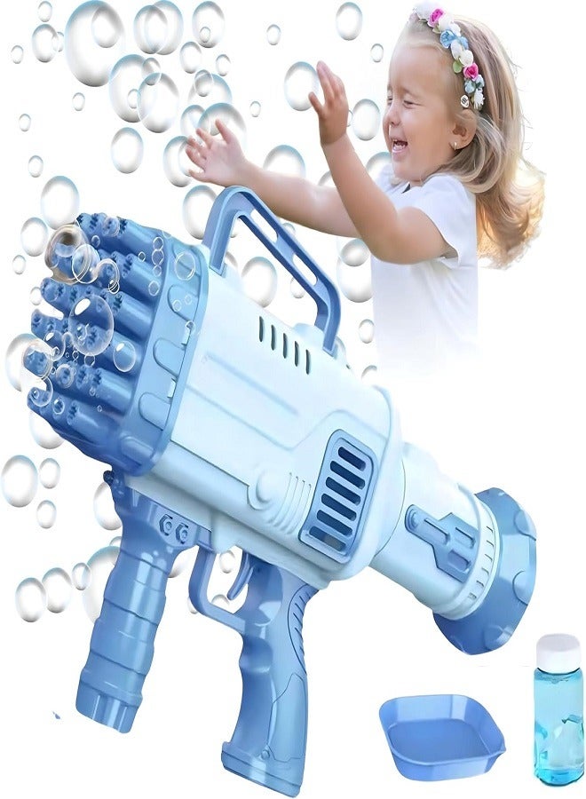 Ebeya Bubble Gun - 32 Holes Bazooka Bubble Gun - Kids Bubble Blower for Indoor Outdoor Party Halloween Easter New Year Christmas Gifts - Blue