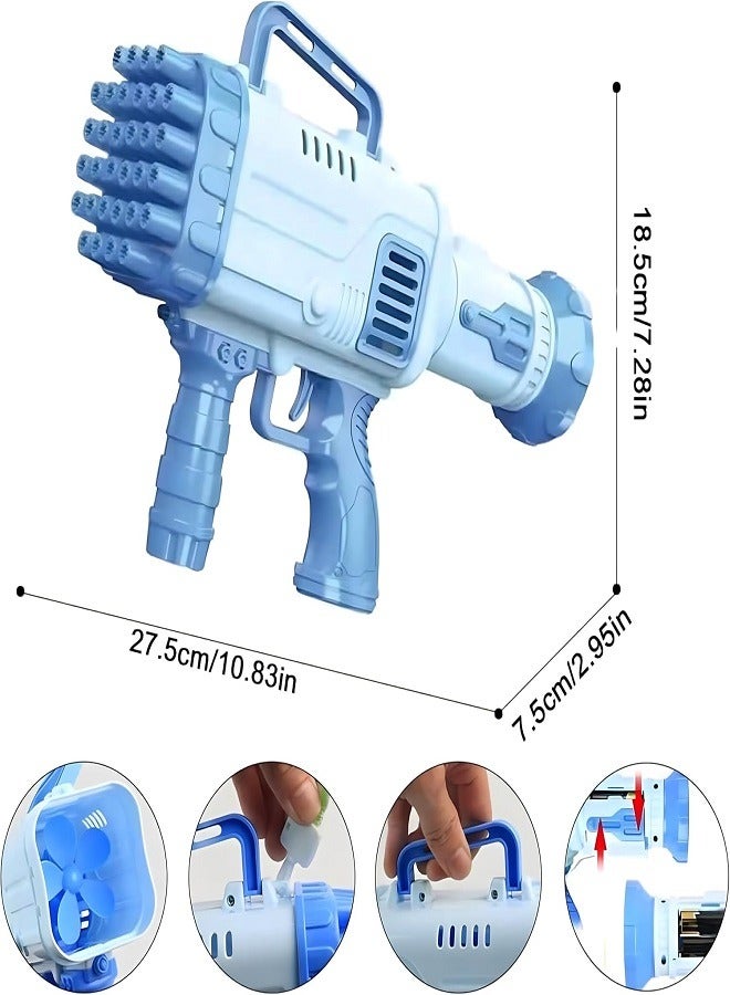 Ebeya Bubble Gun - 32 Holes Bazooka Bubble Gun - Kids Bubble Blower for Indoor Outdoor Party Halloween Easter New Year Christmas Gifts - Blue