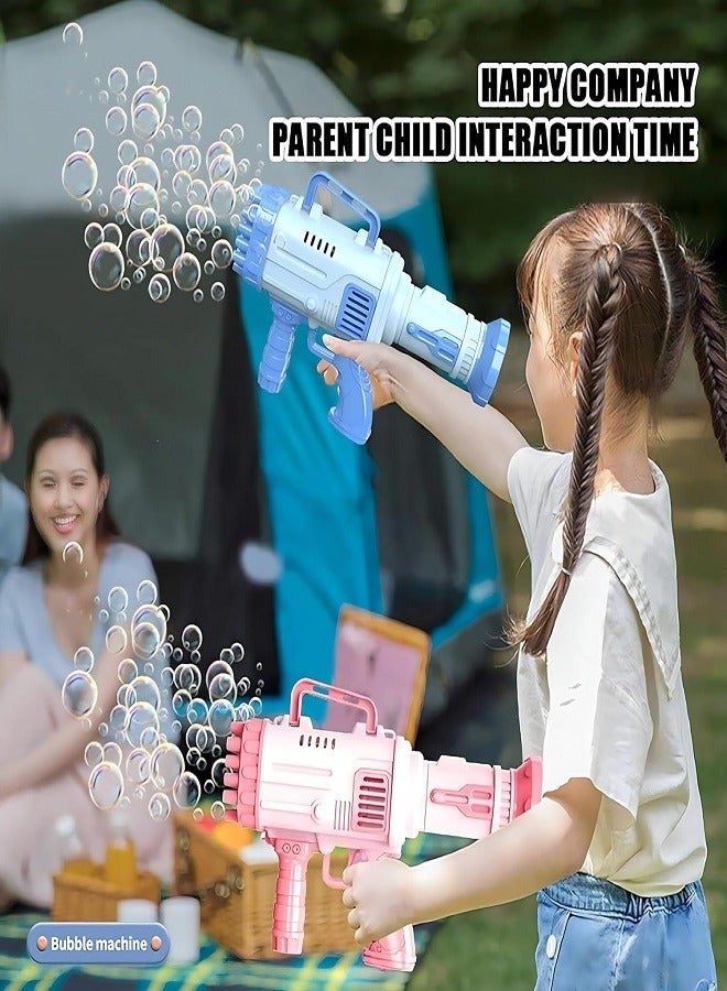 Ebeya Bubble Gun - 32 Holes Bazooka Bubble Gun - Kids Bubble Blower for Indoor Outdoor Party Halloween Easter New Year Christmas Gifts - Blue