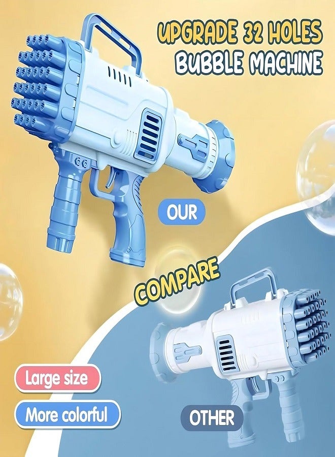 Ebeya Bubble Gun - 32 Holes Bazooka Bubble Gun - Kids Bubble Blower for Indoor Outdoor Party Halloween Easter New Year Christmas Gifts - Blue