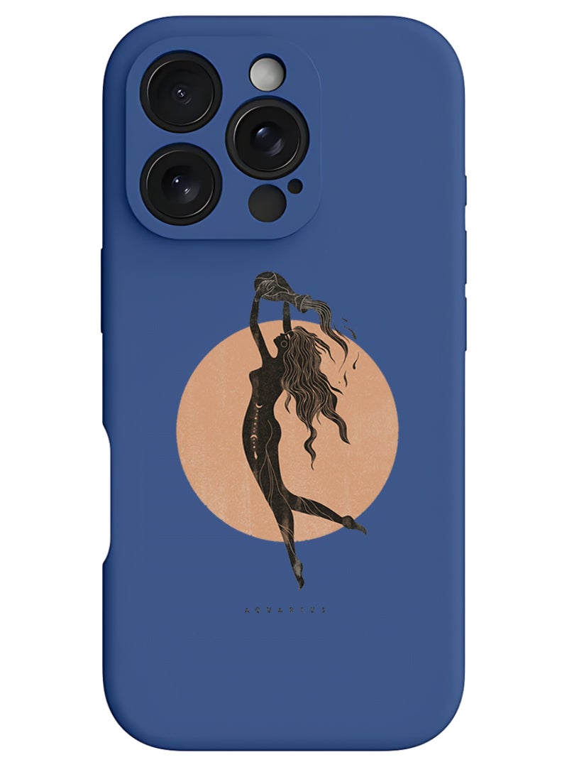 Theodor iPhone 16 Pro Max Blue Protective Slim Fit Case Liquid Silicone Cover with Full Body Protection Anti-Scratch Shockproof Case For iPhone - Aquarius - Image 1