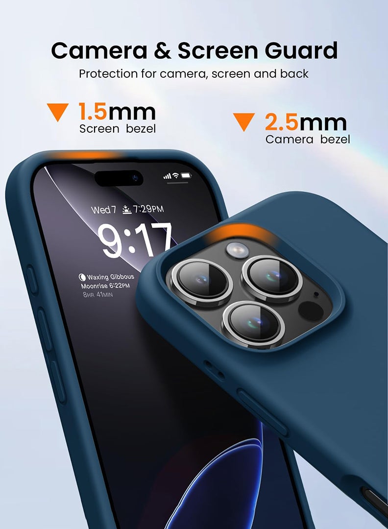 Theodor iPhone 16 Pro Max Blue Protective Slim Fit Case Liquid Silicone Cover with Full Body Protection Anti-Scratch Shockproof Case For iPhone - Aquarius - Image 3