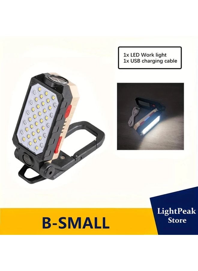 W598B LED Handlight USB Rechargeable COB Work Light 4 Modes Magnetic Hook Floodlight - Image 1