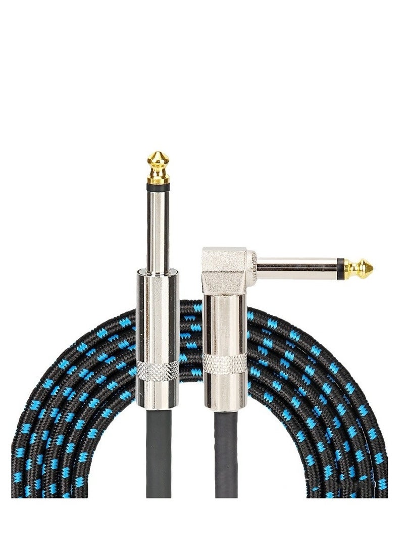كابل جيتار أداة احترافية سلك AMP كهربائي 1/4 بوصة TS للوحة مفاتيح باس مندولين وصوت احترافي (الزاوية اليمنى 3M أسود أزرق) - Image 1