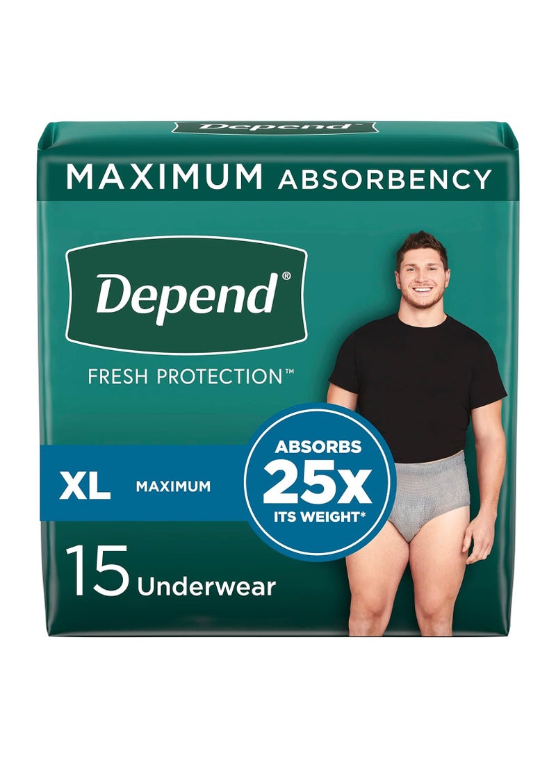 Depend FIT-FLEX Depend FIT-FLEX Incontinence Underwear for Men Maximum Absorbency Disposable Extra-Large Grey 15 Count  - Image 1