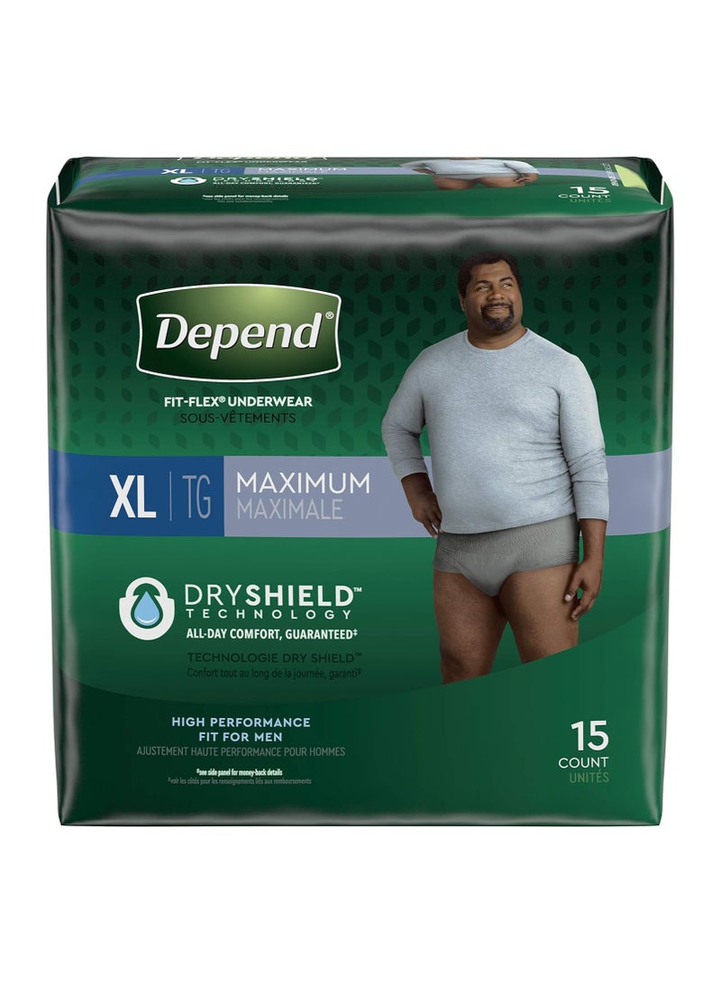 Depend FIT-FLEX Depend FIT-FLEX Incontinence Underwear for Men Maximum Absorbency Disposable Extra-Large Grey 15 Count  - Image 4