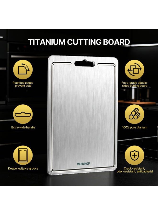 Blfichop 3pcs 100% Pure Titanium Cutting Boards with Juice Groove, Double-Sided Non-Toxic Chopping Boards for kitchen Meat, Vegetables and Fruits, Dishwasher Safe, Grey - Image 4