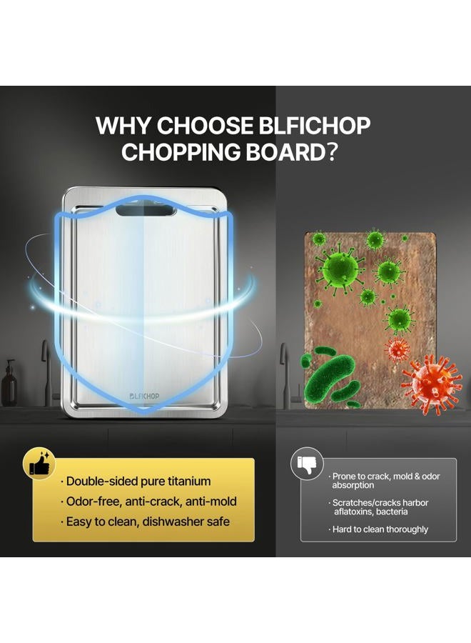Blfichop 3pcs 100% Pure Titanium Cutting Boards with Juice Groove, Double-Sided Non-Toxic Chopping Boards for kitchen Meat, Vegetables and Fruits, Dishwasher Safe, Grey - Image 5
