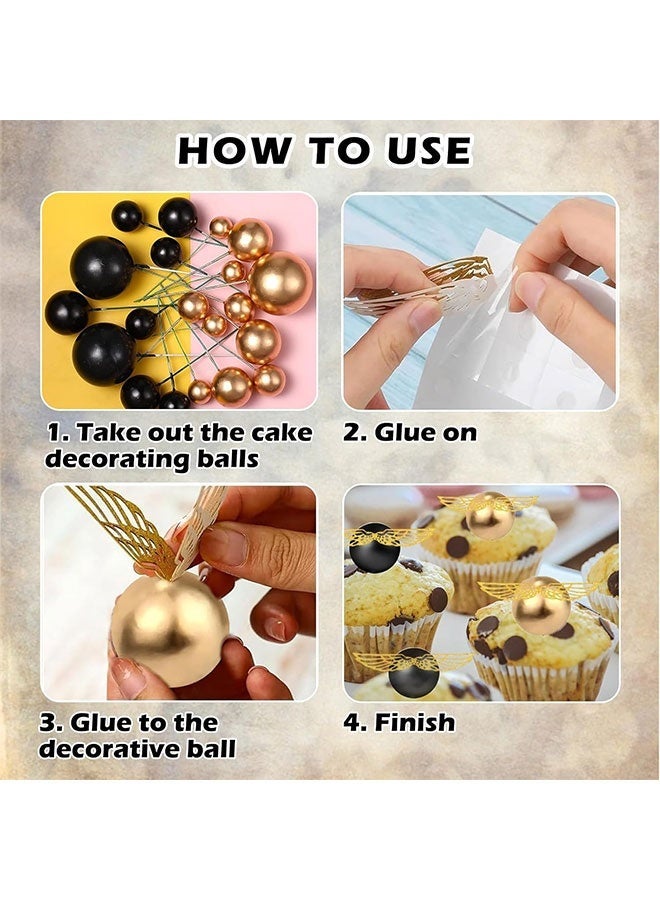 26 PCS HarryPotter Wizard Birthday Cake Topper Decorations, Wizard Party Supplies, Glitter Themed Cupcake Decorations - Image 3