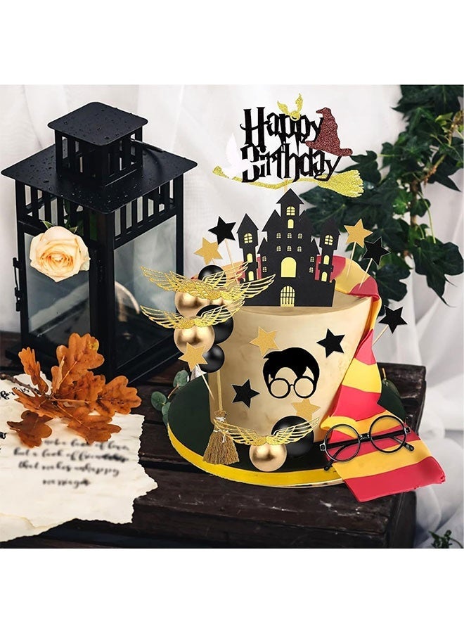 26 PCS HarryPotter Wizard Birthday Cake Topper Decorations, Wizard Party Supplies, Glitter Themed Cupcake Decorations - Image 5