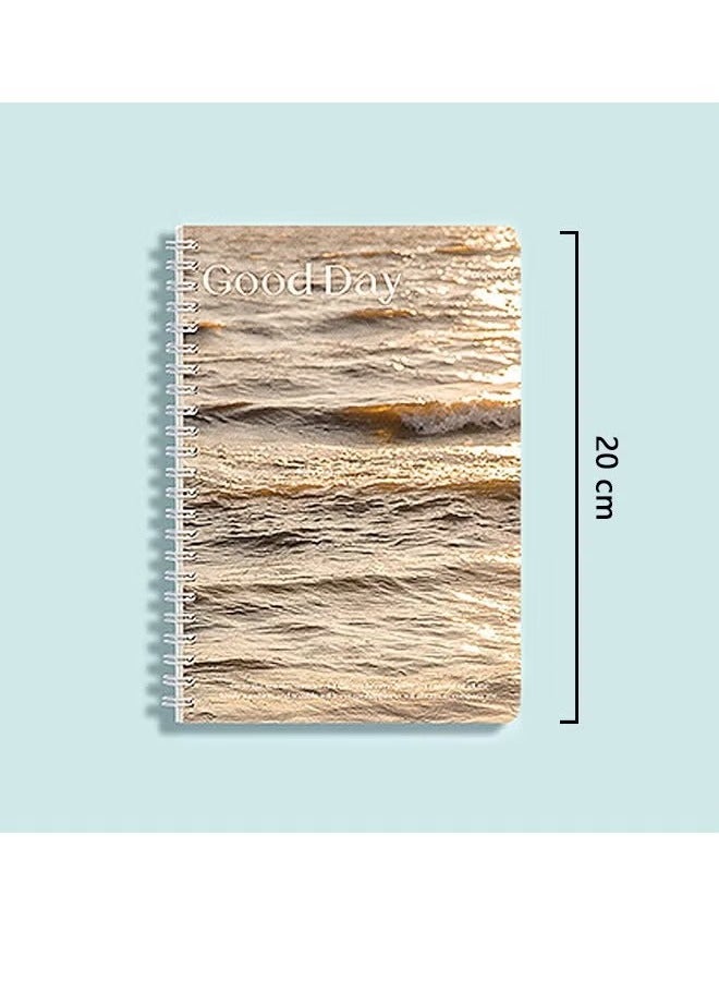 Generic 4 Pcs Spiral Notebook Set, Hardcover Wave cover Simple Notepad, Class Notes Business Office Notebook (Gold+Blue+Black) - Image 2