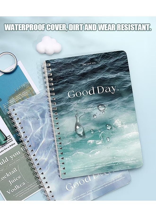 Generic 4 Pcs Spiral Notebook Set, Hardcover Wave cover Simple Notepad, Class Notes Business Office Notebook (Gold+Blue+Black) - Image 5