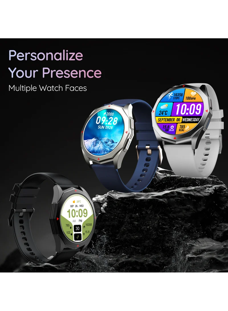 Pebble Rio 1.39" HD Display, Bluetooth Calling Full Touch Screen Smart Watch for Men & Women, Health Suite, Multiple Watch Faces, Multi Sports Modes, DIY Watch Faces, Metal Body, World Clock, Winter Blue