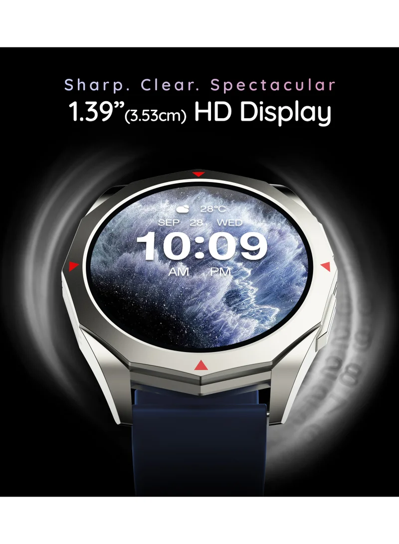 Pebble Rio 1.39" HD Display, Bluetooth Calling Full Touch Screen Smart Watch for Men & Women, Health Suite, Multiple Watch Faces, Multi Sports Modes, DIY Watch Faces, Metal Body, World Clock, Winter Blue