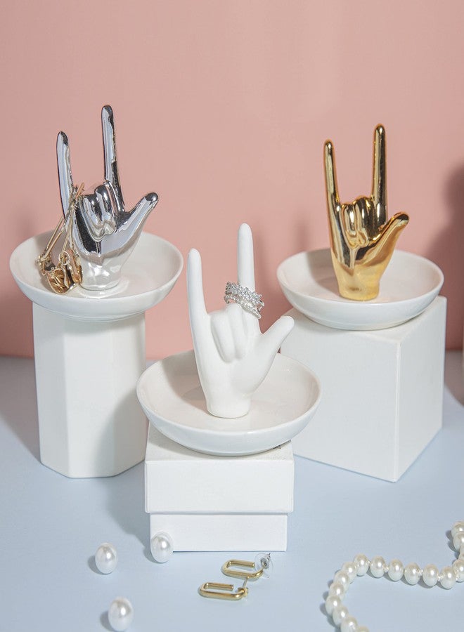 Lynagert I LOVE YOU Hand Ring Holder - Ceramic Jewelry Holder Dish Trinket Tray for Rings, Earrings, Necklace Organizer, Engagement, Wedding, Christmas, Birthday Gifts (White) - Image 2