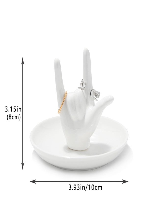 Lynagert I LOVE YOU Hand Ring Holder - Ceramic Jewelry Holder Dish Trinket Tray for Rings, Earrings, Necklace Organizer, Engagement, Wedding, Christmas, Birthday Gifts (White) - Image 4