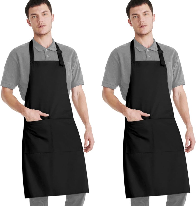 CRASOME Apron for Men Women Chef Cooking Restaurants Gardening Workshop Barbers with Adjustable Strap and Two Pockets