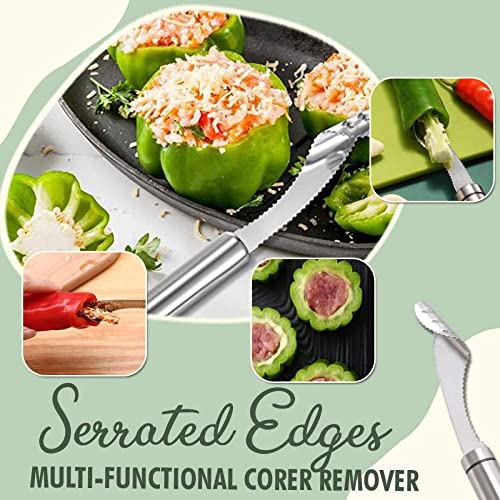 Mockery Pepper Seed Corer Remover Tool Jalapeno Chili Deseeder, Sharp Edge Kitchen Gadget Dishwasher Safe, Slice Off Vegetables Tops for Barbecue (1Piece) - Image 2