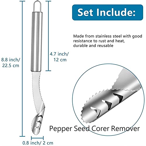 Mockery Pepper Seed Corer Remover Tool Jalapeno Chili Deseeder, Sharp Edge Kitchen Gadget Dishwasher Safe, Slice Off Vegetables Tops for Barbecue (1Piece) - Image 3
