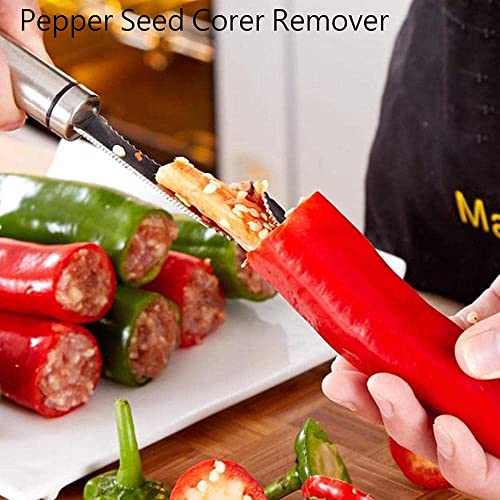 Mockery Pepper Seed Corer Remover Tool Jalapeno Chili Deseeder, Sharp Edge Kitchen Gadget Dishwasher Safe, Slice Off Vegetables Tops for Barbecue (1Piece) - Image 4