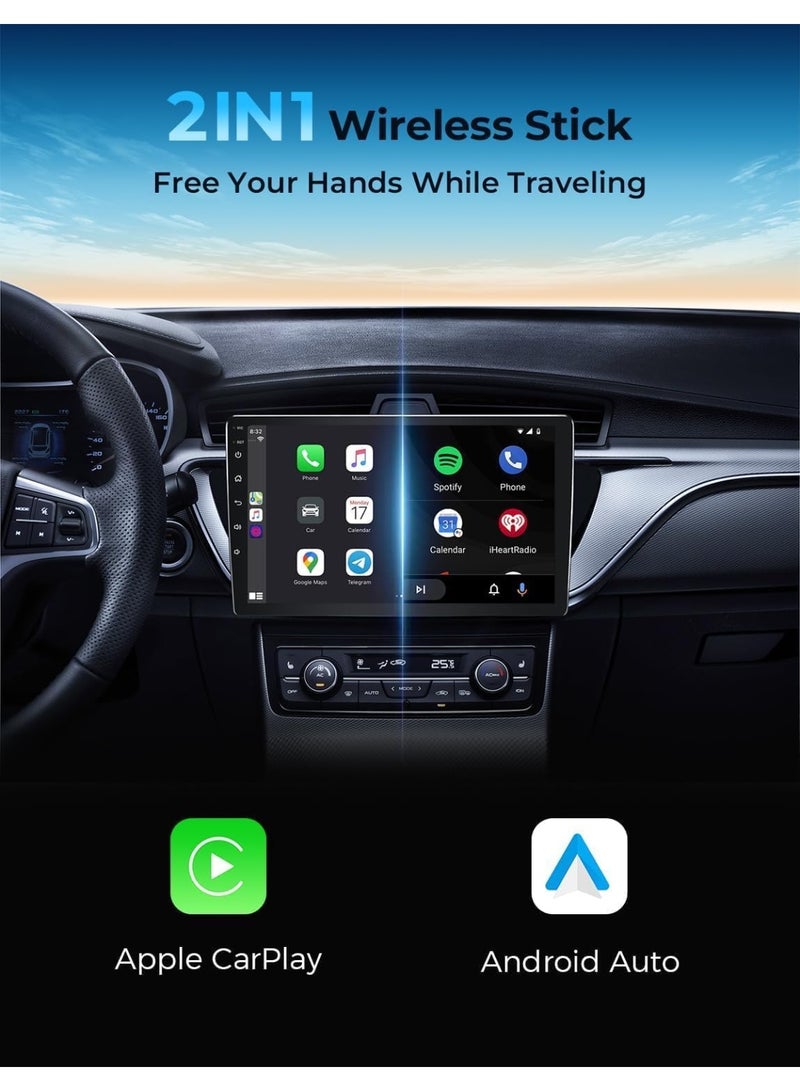 CarPlay & Android Auto Wireless Adapter – Stable Fast Connection Wireless Adapter for CarPlay/Android Auto - Ultimate Performance: Unbeatable Stability, Low Latency, Siri/Google Assistant - Image 2