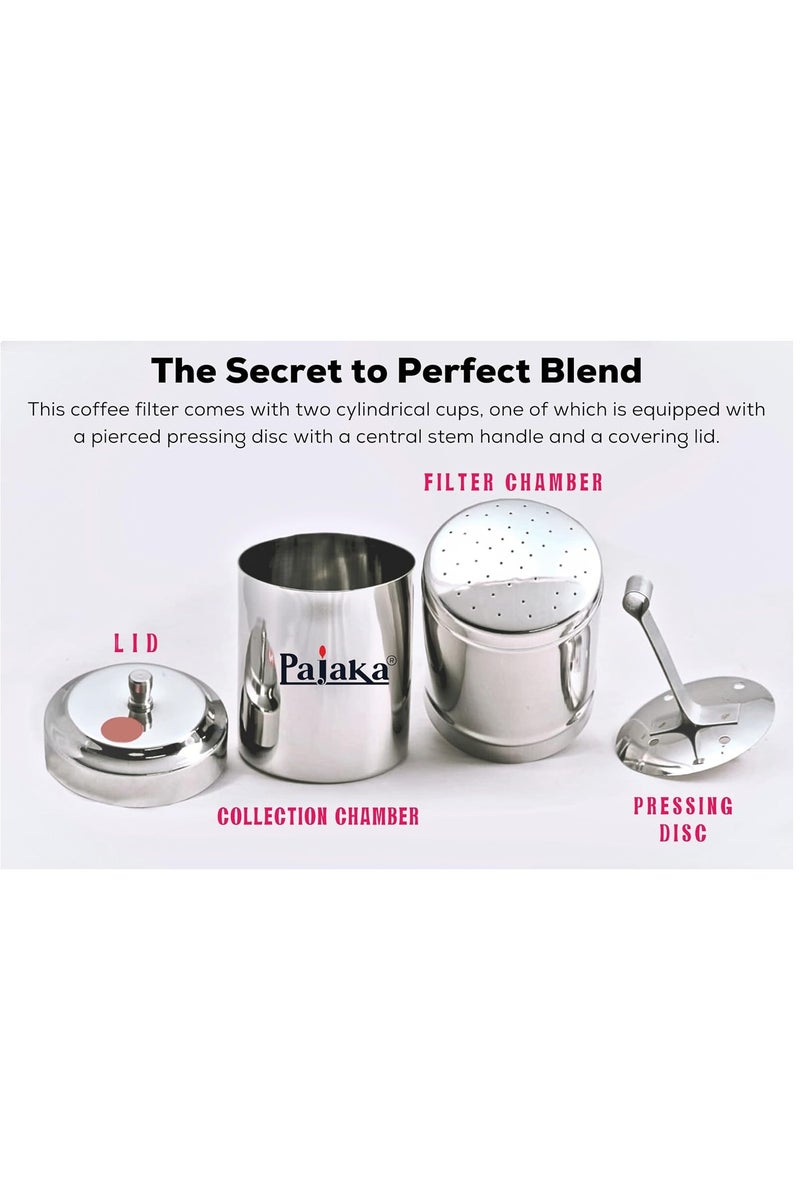 بيجاكا ماكينة تحضير قهوة باجاكا جنوب الهند - سعة 200 مل، ماكينة تحضير قهوة مدراس كابي كابي من الفولاذ المقاوم للصدأ، حجم متوسط يتسع من 2 إلى 4 أكواب، للمنزل والمطبخ - Image 2