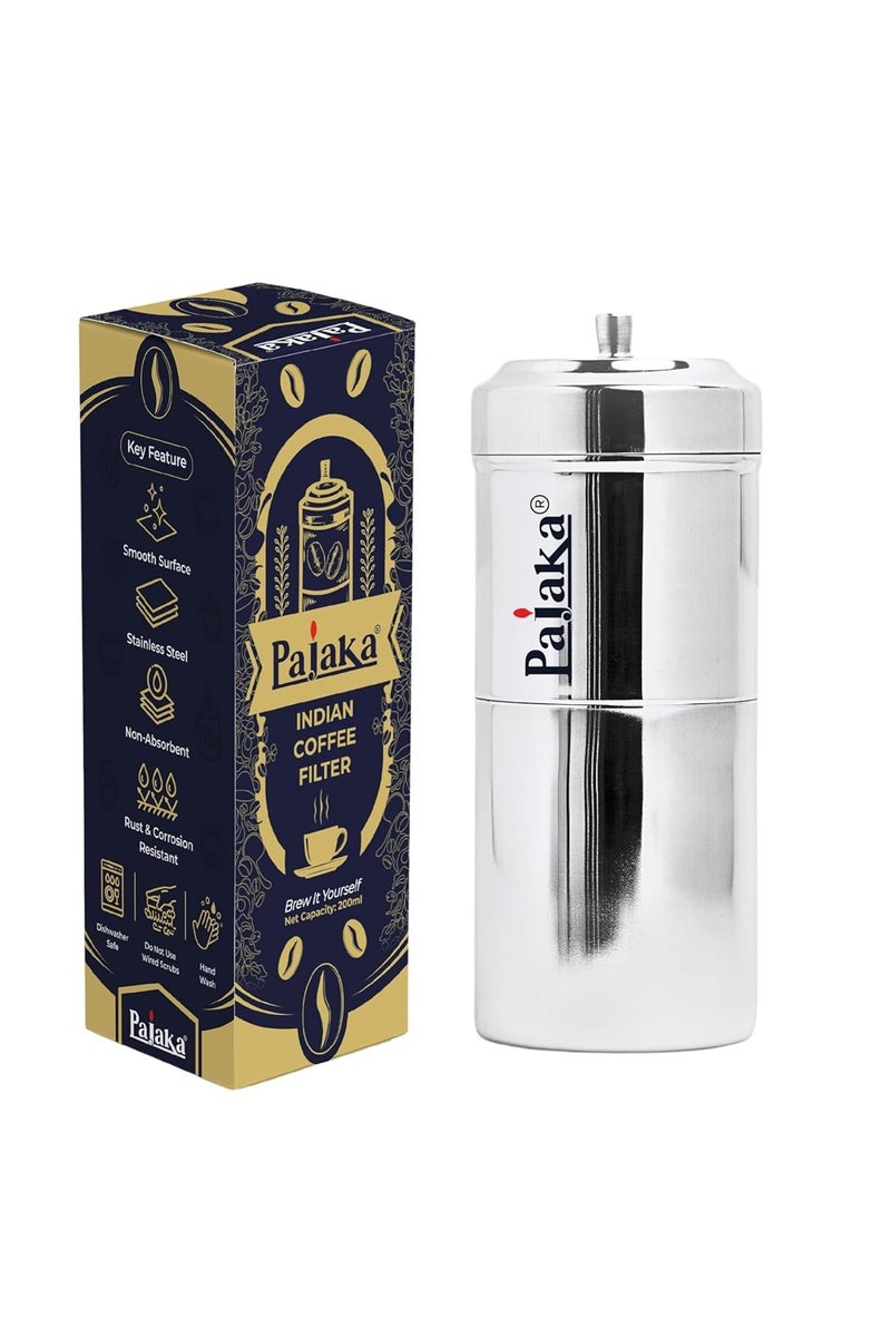 بيجاكا ماكينة تحضير قهوة باجاكا جنوب الهند - سعة 200 مل، ماكينة تحضير قهوة مدراس كابي كابي من الفولاذ المقاوم للصدأ، حجم متوسط يتسع من 2 إلى 4 أكواب، للمنزل والمطبخ - Image 1