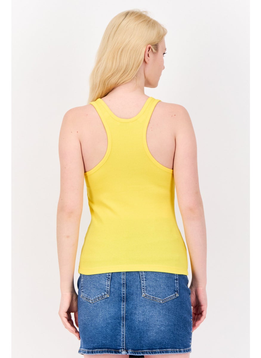 ESPRIT - Women Scoop Neck Sleeveless Ribbed Tank Top, Yellow - Image 1
