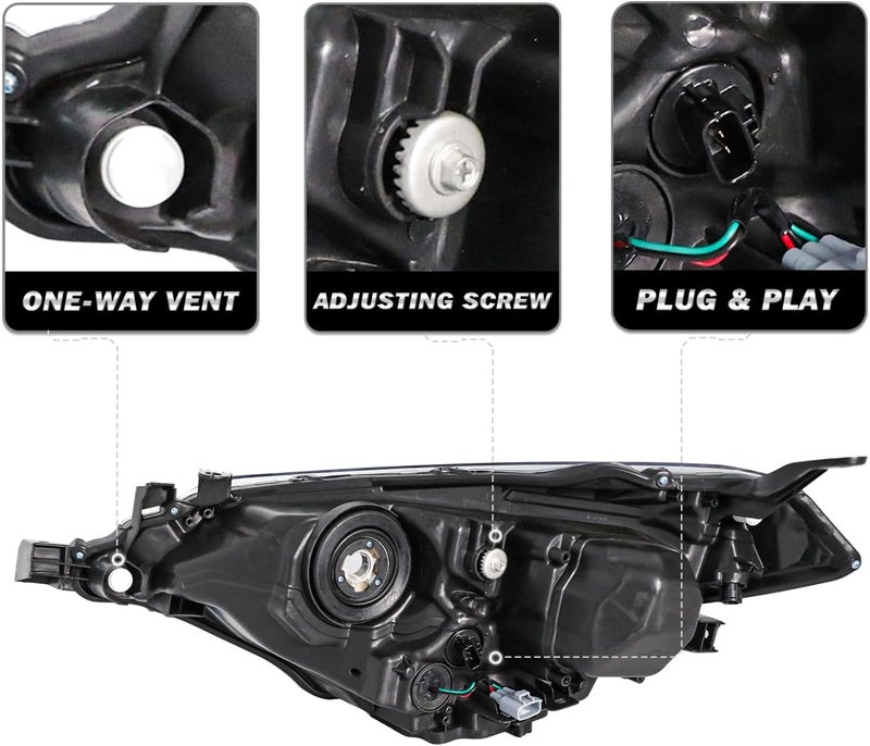 SOCKIR Projector LED Headlight Assembly for 2014-2016 Toyota Corolla - Driver and Passenger Side Replacement with Bulb - Image 3