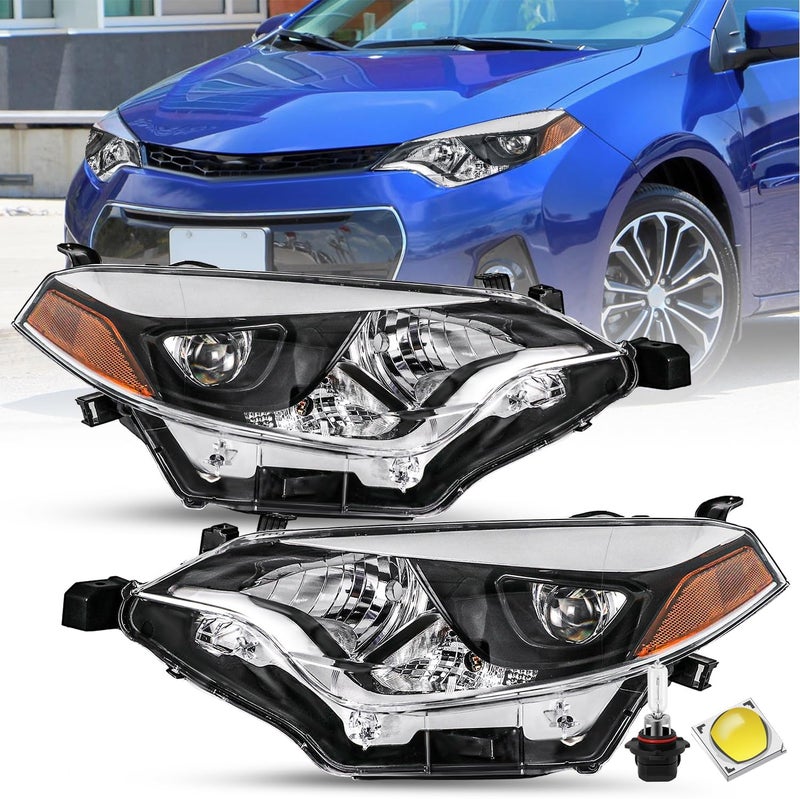 SOCKIR Projector LED Headlight Assembly for 2014-2016 Toyota Corolla - Driver and Passenger Side Replacement with Bulb - Image 1