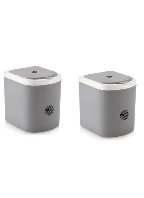 Nabhya Combo Of 2Pc Mini Waste Bin Disposal Dustbin for Car Office Desk and Home Use Grey