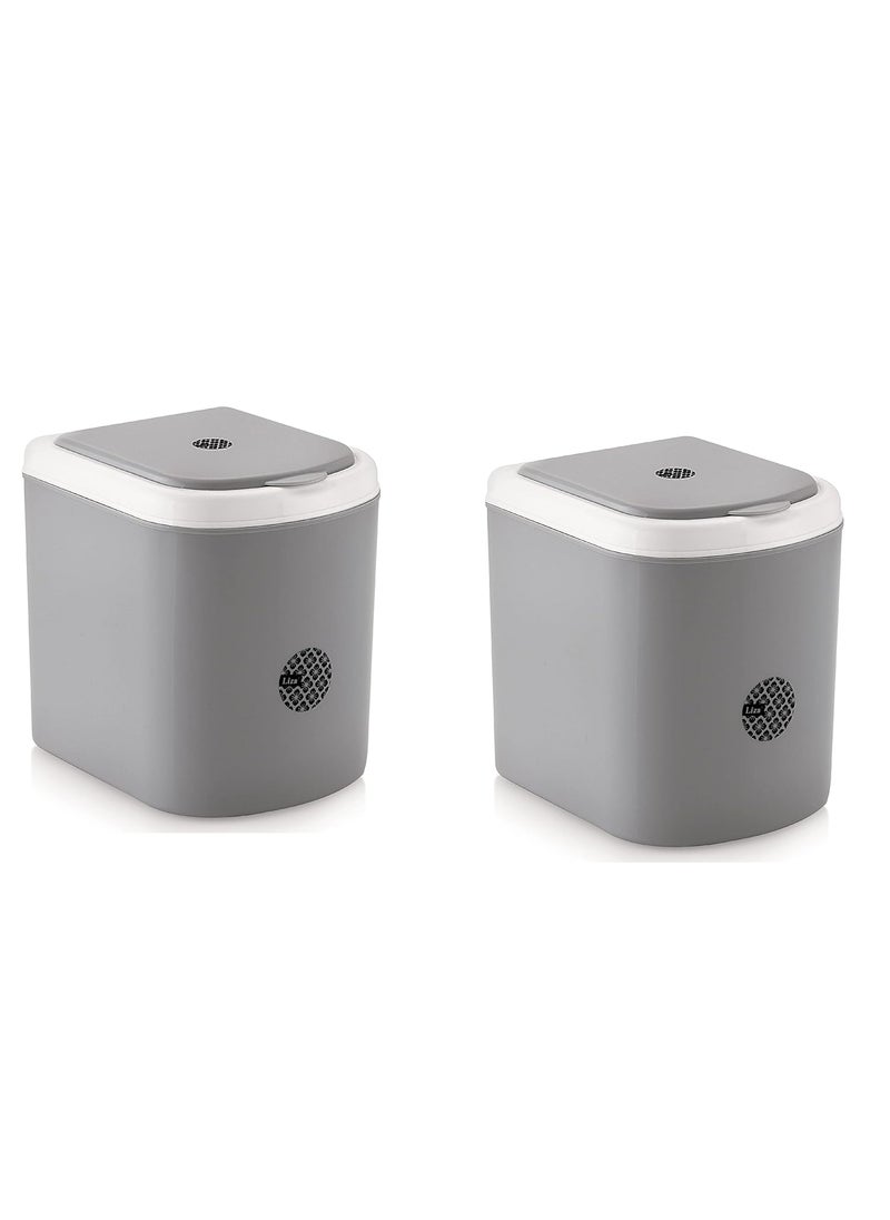 Nabhya Nabhya Combo Of 2Pc Mini Waste Bin Disposal Dustbin for Car Office Desk and Home Use Grey  - Image 1