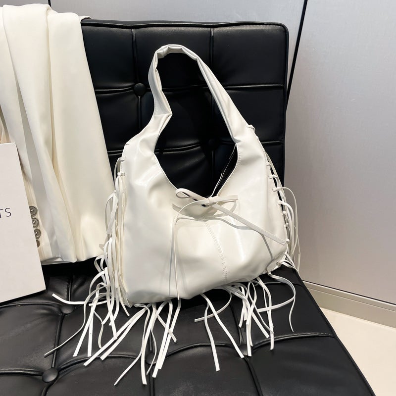 Trendy High-End Underarm Bag For Women 2025 Niche Fashion Tassel Lazy Style Shoulder Bag - Image 3