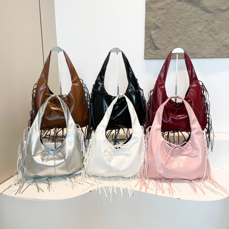 Trendy High-End Underarm Bag For Women 2025 Niche Fashion Tassel Lazy Style Shoulder Bag - Image 5