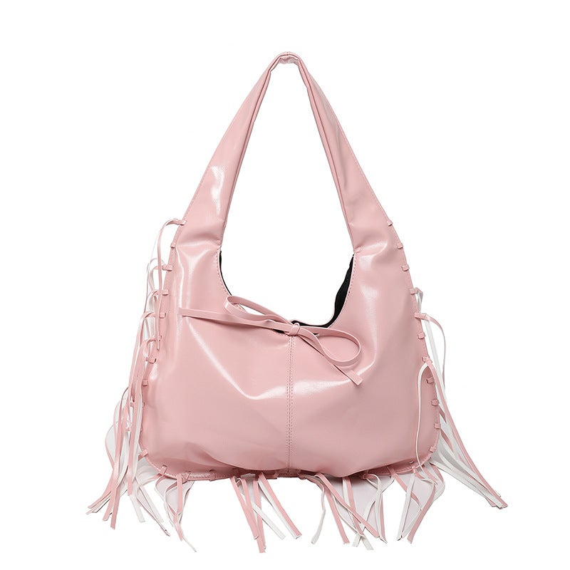 Trendy High-End Underarm Bag For Women 2025 Niche Fashion Tassel Lazy Style Shoulder Bag - Image 1