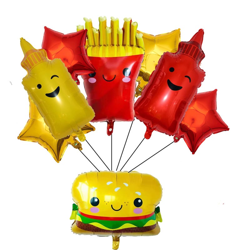 LYK 8PCS Hamburger Hot Dog Ketchup Bottles Mustard Bottles Foil Mylar Balloons Food Balloons for Birthday Barbecue Picnic Cookout Fast Food Snacks Baby Shower Party Decorations - Image 3