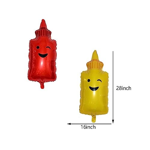 LYK 8PCS Hamburger Hot Dog Ketchup Bottles Mustard Bottles Foil Mylar Balloons Food Balloons for Birthday Barbecue Picnic Cookout Fast Food Snacks Baby Shower Party Decorations - Image 5