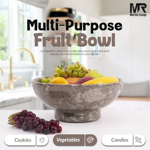 MARBLE RANGE Marble Fruit Bowl for Kitchen Counter 10 Inch Oceanic Handmade Decorative Fruit Bowls for Kitchen Countertop & Accessories, Coffee & Dining Table Centerpieces - Storage Bowl for Key, Salad & Candy - Image 4