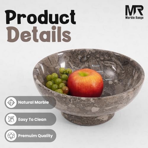 MARBLE RANGE Marble Fruit Bowl for Kitchen Counter 10 Inch Oceanic Handmade Decorative Fruit Bowls for Kitchen Countertop & Accessories, Coffee & Dining Table Centerpieces - Storage Bowl for Key, Salad & Candy - Image 3